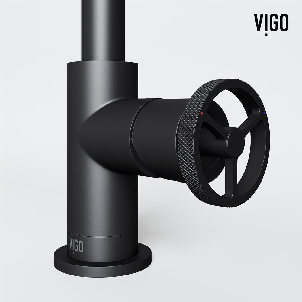 Cass 9'' High Aerodynamic Wheel Handle Matte Black Bathroom Faucet