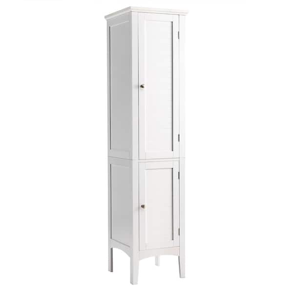 Costway 14.5 in. W x 14.5 in. D x 63 in. H White Storage Linen Cabinet Tower Kitchen Living Room