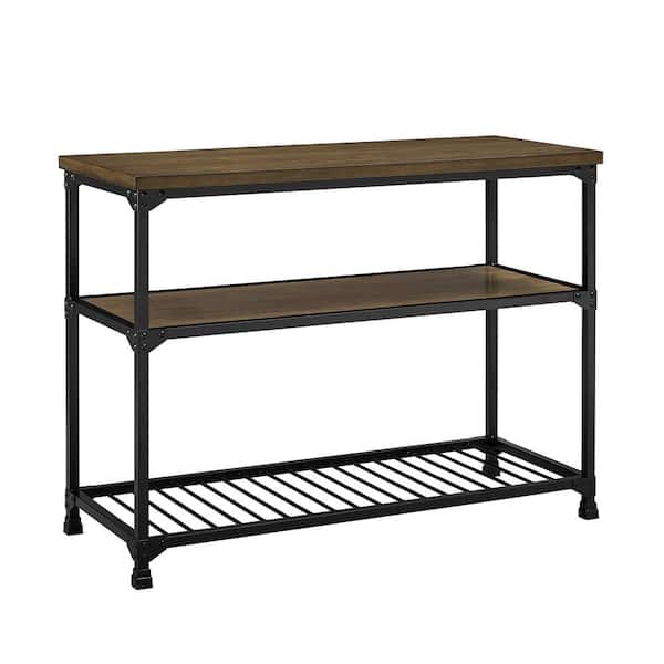 Dorel Living Joss Rustic Brown Antique Oak/Black Multifunction Island