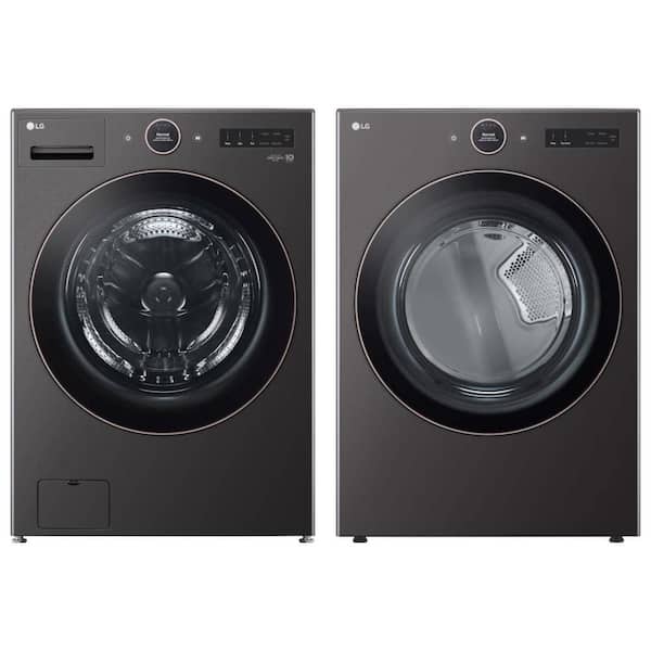 5.0 cu. ft. Smart Front Load Washer and 7.4 cu. ft. Dryer Set in Black Steel