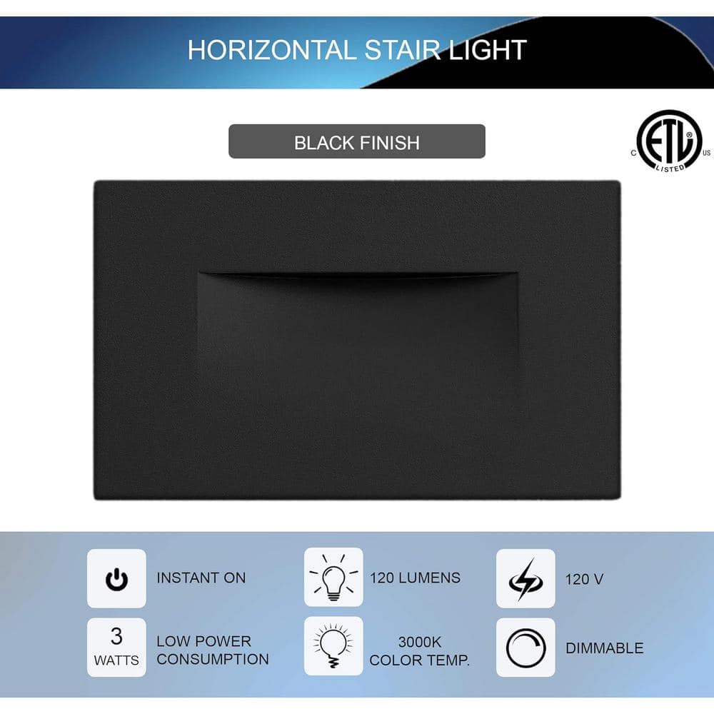 Black Stainless Steel Dimmable LED Recessed Step Light