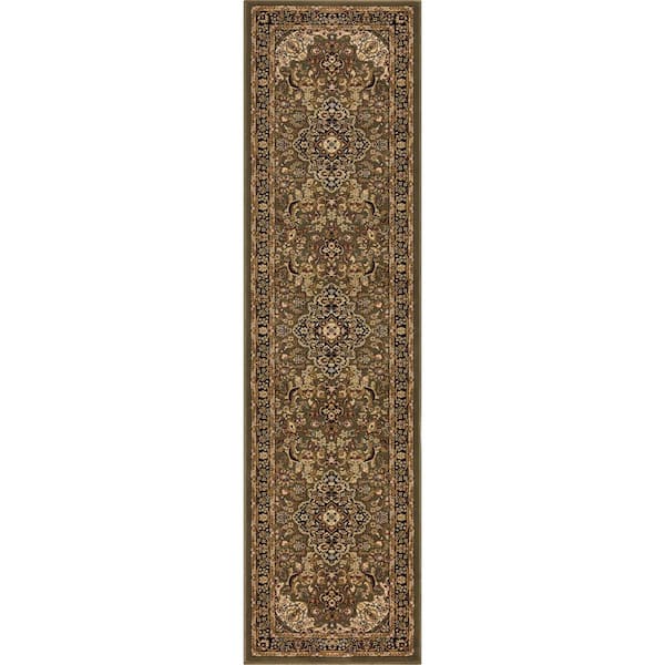 Home Decorators Collection Silk Road Green 2 ft. x 7 ft. Medallion Runner Rug
