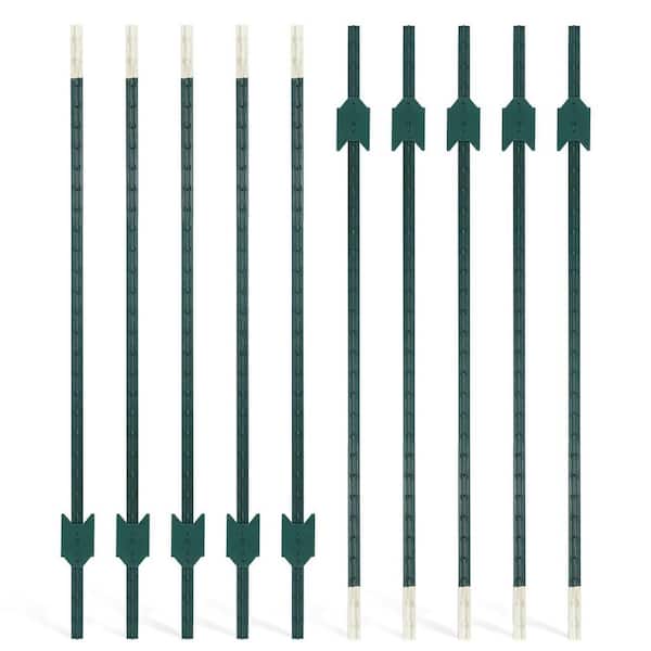 Steel T Posts Fencer Wire 1. 4 in. x 84 in. Green Steel T-Post with T-Channel and ...