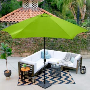 11 ft. Aluminum Market Patio Umbrella with Crank Lift and Push-Button Tilt in Polyester Lime Green