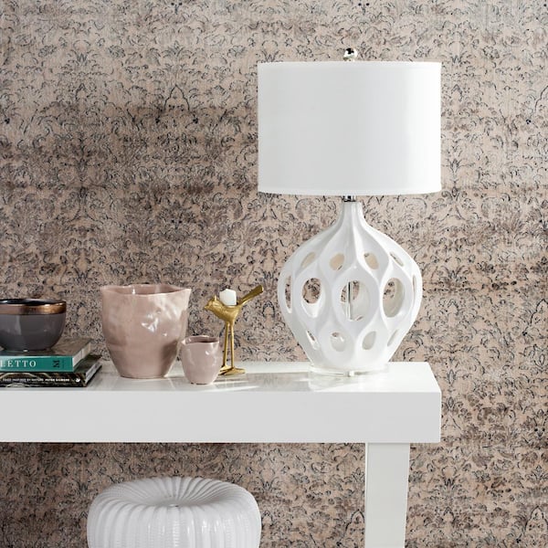Regina 29 in. White Ceramic Paris Table Lamp with White Shade