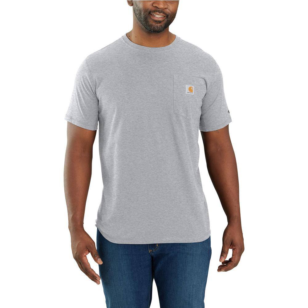 Carhartt Men's XLarge Heather Grey Cotton/Polyester Force Relaxed Fit
