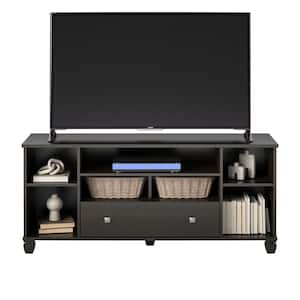 Ameriwood Home  Bollen Espresso TV Stand for TVs up to 64 in. with 7 Open Shelves and 1-Drawer