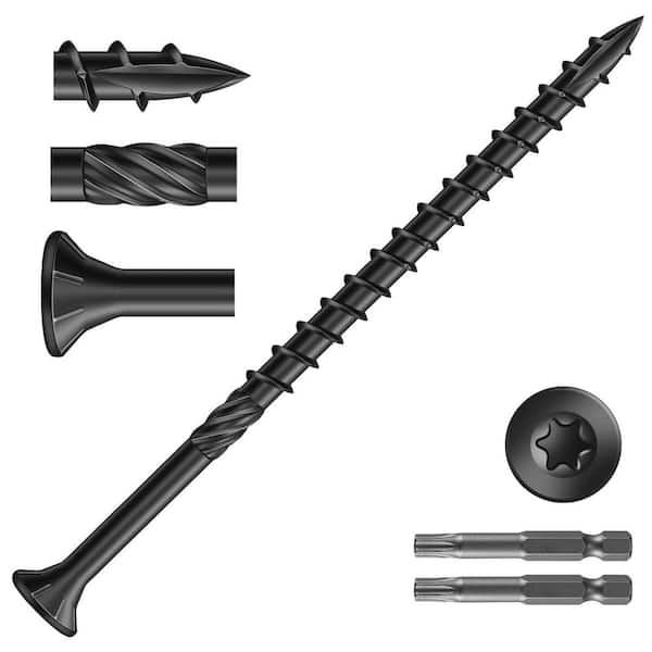 Carbon Steel Black Rust Resistant Epoxy Coated Deck Screws Flat Head (115-Pack) with T25 Star Bit