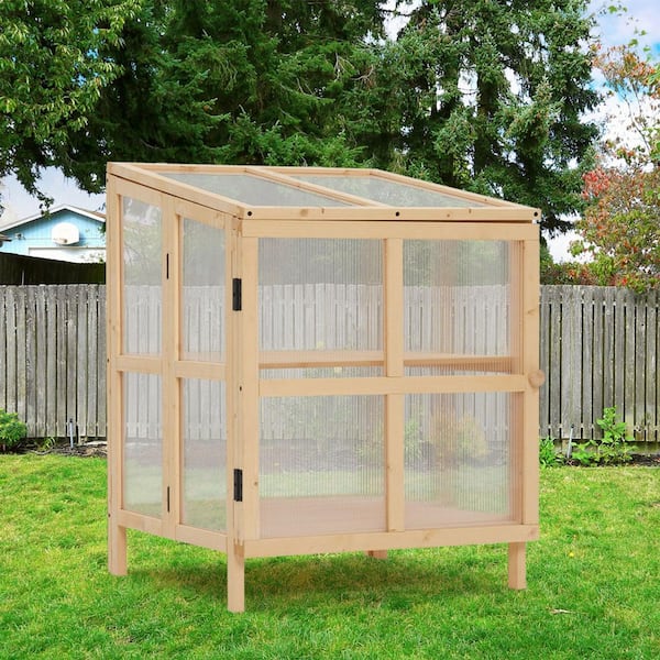 24 in. W x 24 in. D x 32 in. H 2 Tier Foldable Cold Frame Greenhouse, Wood Greenhouse Garden Frame Raised Planter Box