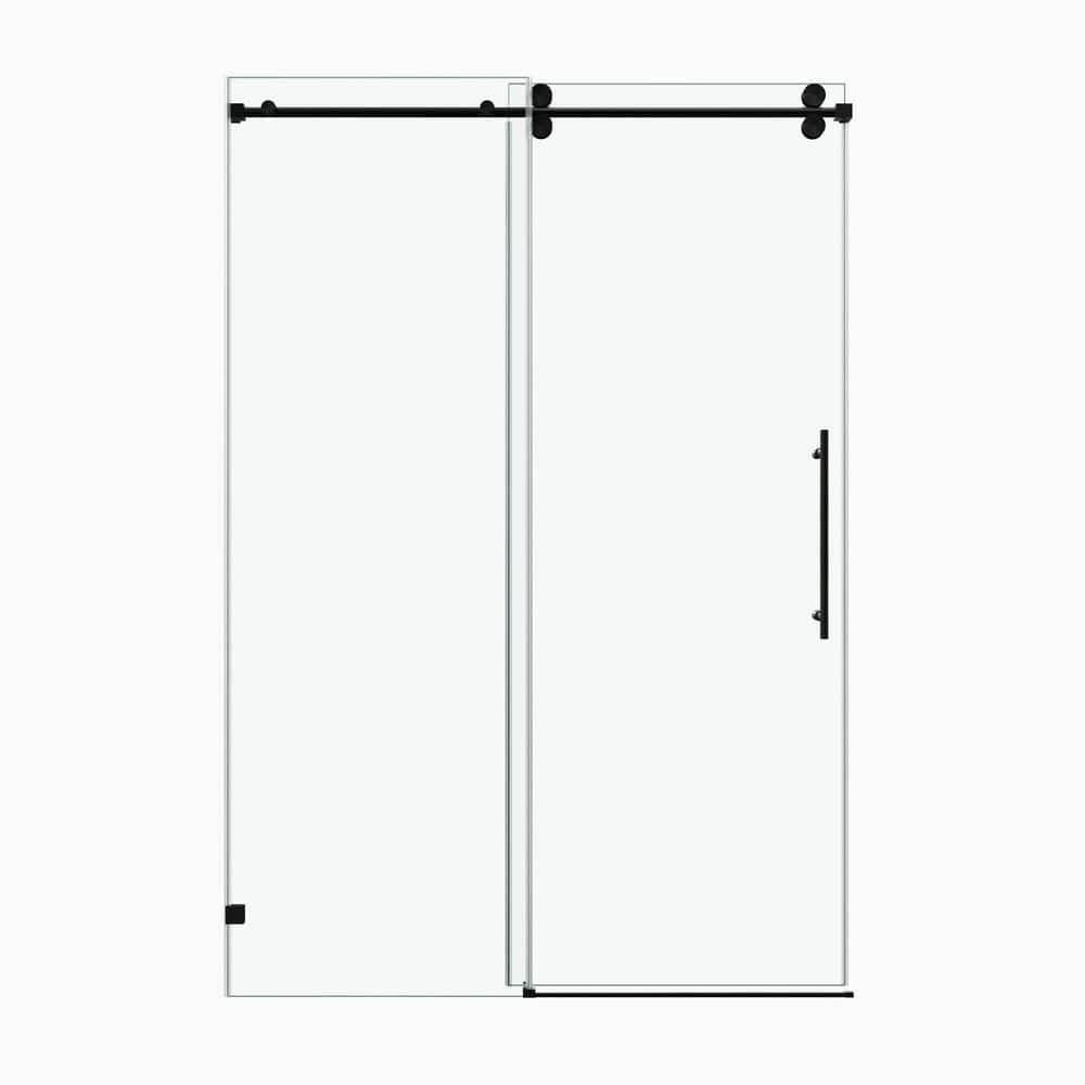 72 in. W x 76 in. H Frameless Sliding Shower Door in Black with Clear Tempered Glass with Leak-Free Design price history on PriceWatchPro