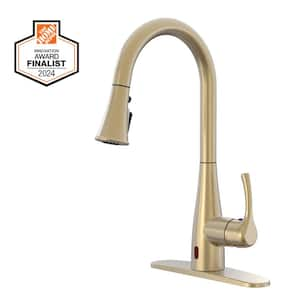 Marcie Single-Handle Integrated Pull Down Touchless Kitchen Faucet in Matte Gold