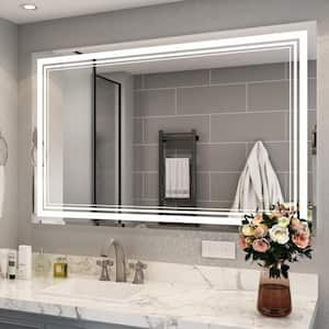 waterpar 24 in. W x 32 in. H Rectangular Frameless Wall Bathroom Vanity Mirror with Backlit and Front Light