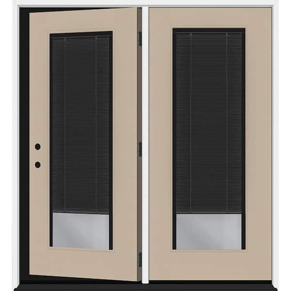 Legacy 72 in. x 80 in. Full Lite Clear Glass Noir MB Sandstone RH Center-Hinged Fiberglass Retro Patio Door with 6"Jamb