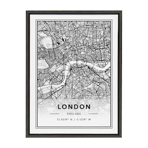 Sylvie London Modern Map by Jake Goossen Framed Canvas Maps Art Print 18 in. x 24 in .