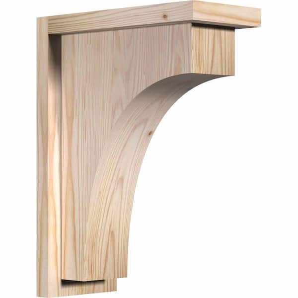 Ekena Millwork 5-1/2 in. x 12 in. x 16 in. Douglas Fir Huntington Smooth Corbel with Backplate