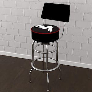 Shadow Babes A Series 31 in. White Low Back Metal Bar Stool with Vinyl Seat