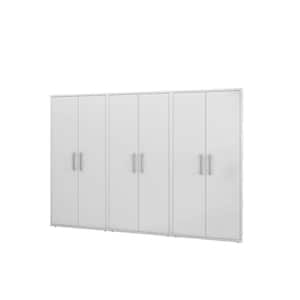 Eiffel 35.43 in. W x 73.43 in. H x 17.72 in. D 4-Shelf Freestanding Cabinet in White (Set of 3)