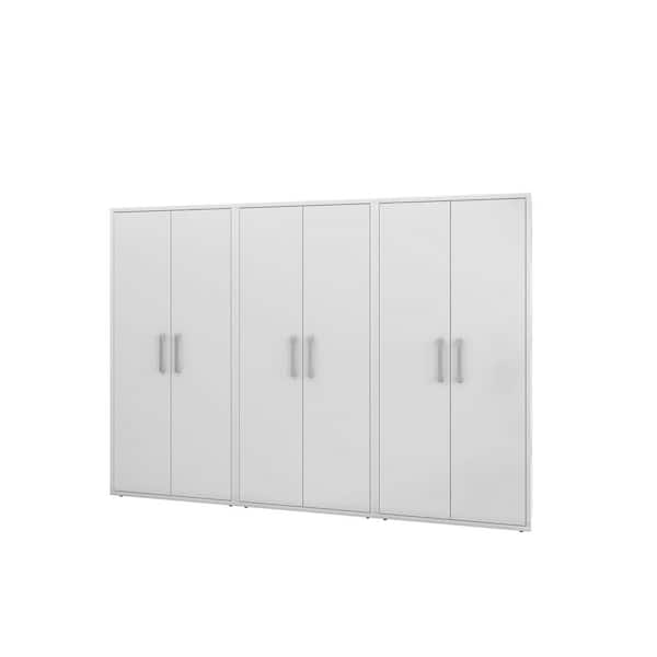 Manhattan Comfort Eiffel 35.43 in. W x 73.43 in. H x 17.72 in. D 4-Shelf Freestanding Cabinet in White (Set of 3)
