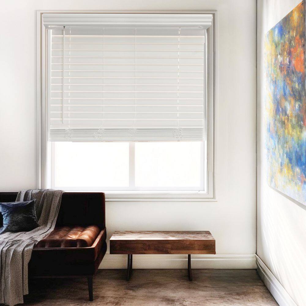 White Cordless Room Darkening Premium Faux Wood Window Blinds with 2 in. Slats, 71 in. W x 36 in. L price history on PriceWatchPro