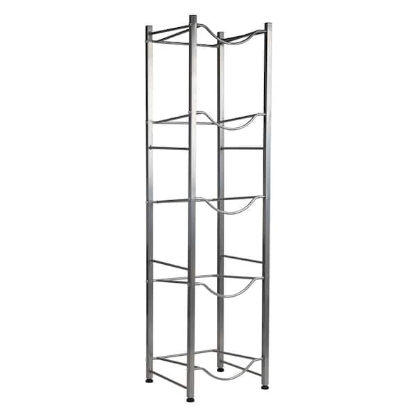 13.5 in. L x 13.5 in. W x 54 in. H 5 Gal. Water Jug Stand, Household Shelving Unit Water Bottle Holder, Silver