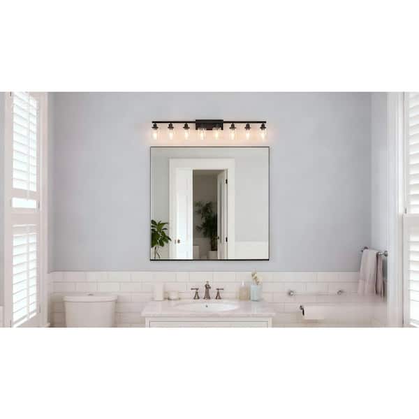 51 in. 8-Light Black Vanity Lights Fixture with no bulbs Included