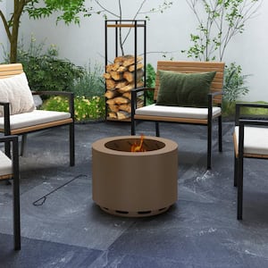 19 in. Smokeless Portable Wood Burning Fire Pit with Poker, Low Smoke Camping Bonfire Stove in Bronze