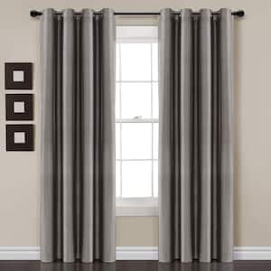 Insulated Grommet 100% 52 in. W x 95 in. L Blackout Faux Silk Window Curtain Panel in Dark Gray Single