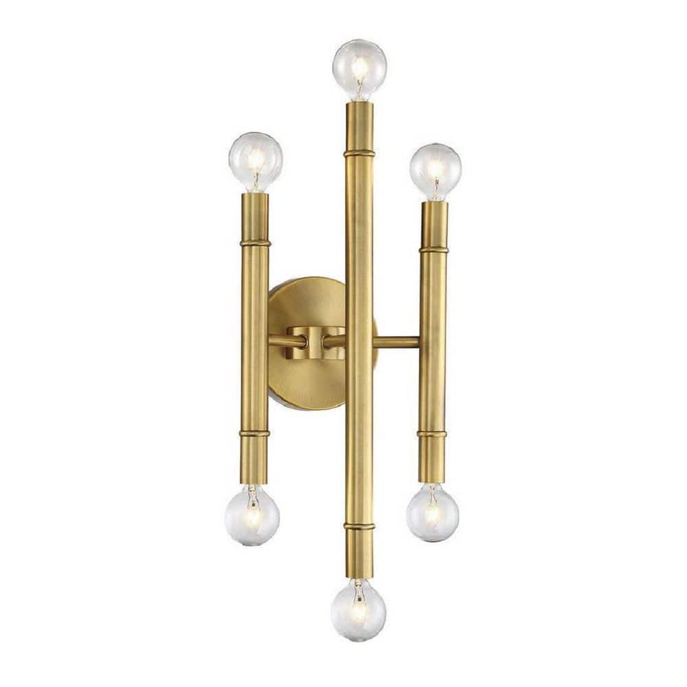 Natural Brass 6-Light Dimmable Wall Sconce