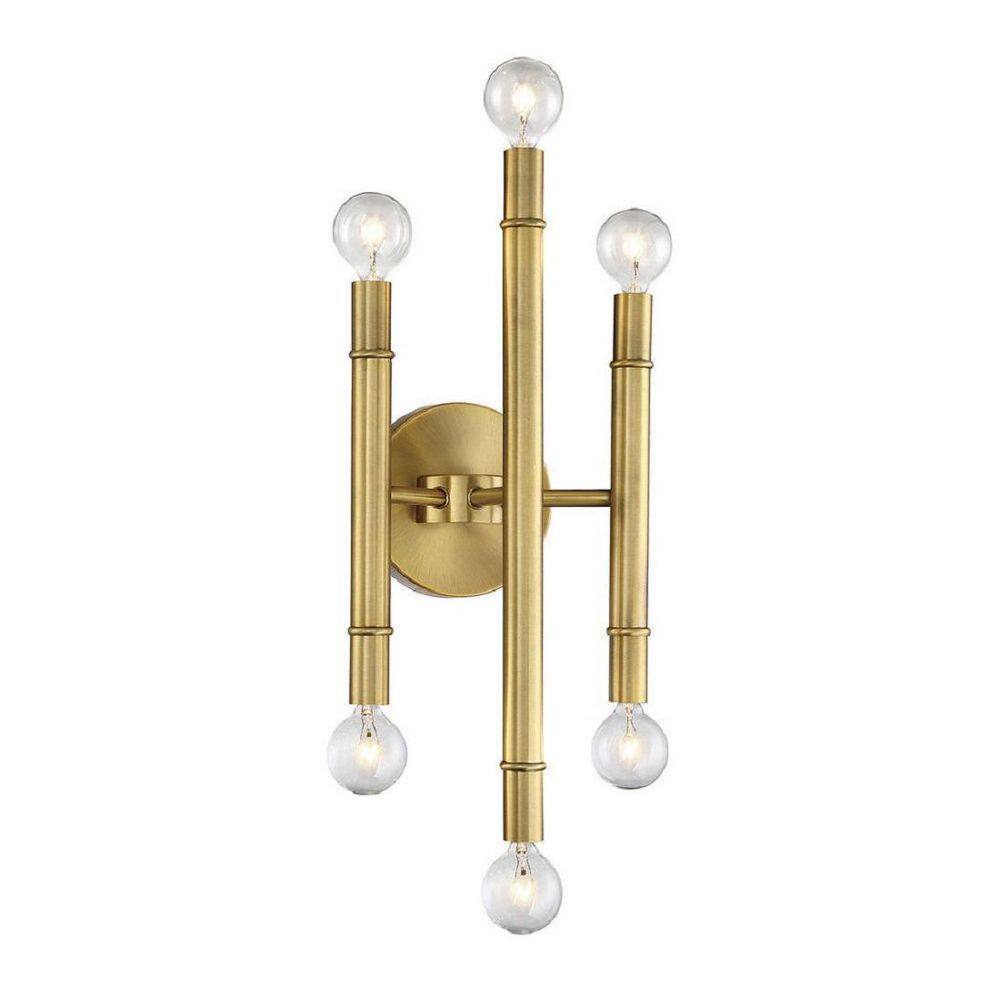 Natural Brass 6-Light Dimmable Wall Sconce