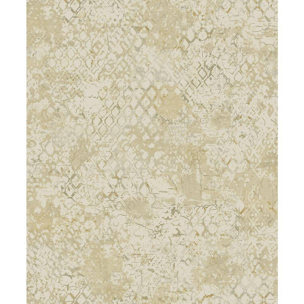 Taupe and Gold Non-Woven Snakeskin Wallpaper Roll