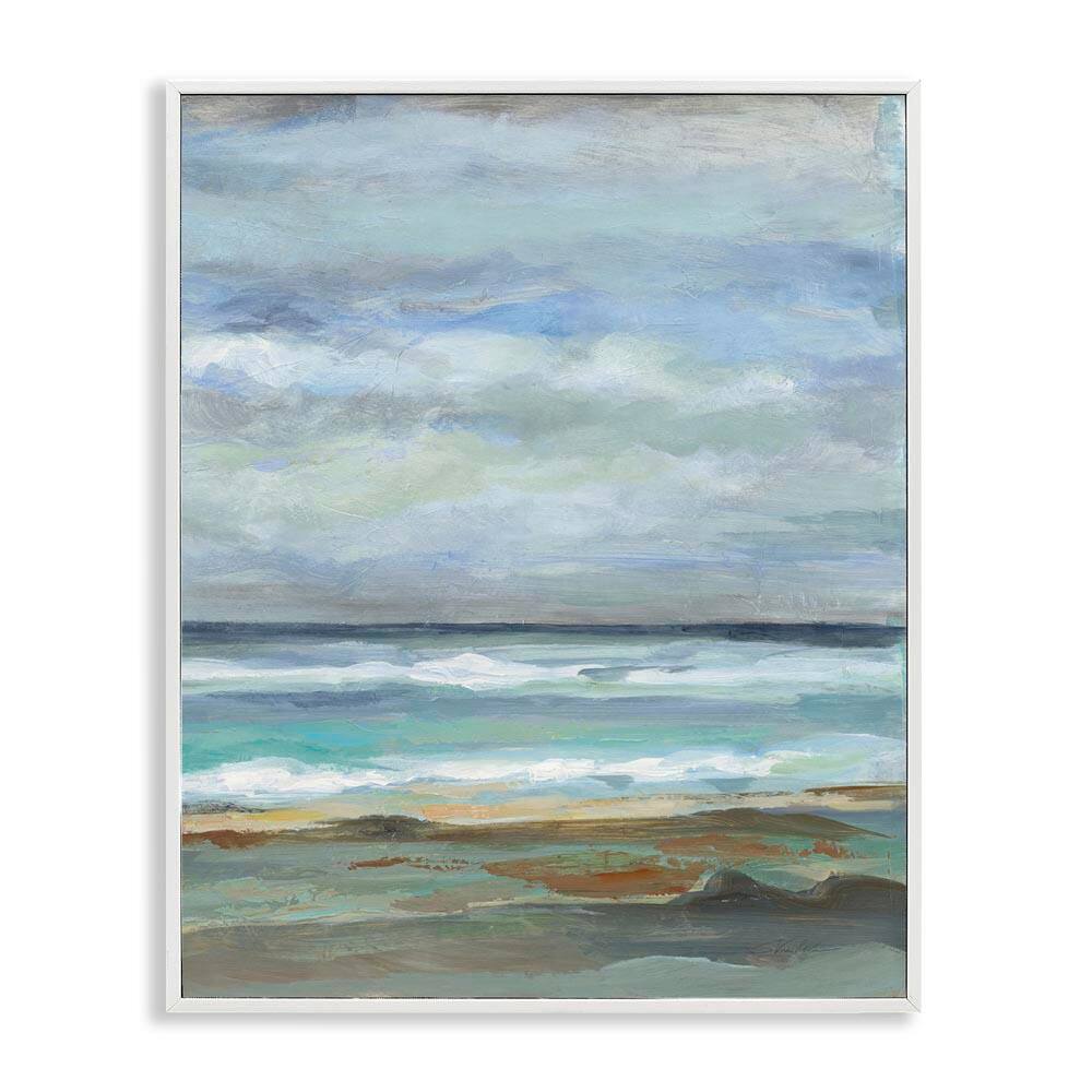Double Wave Seashore by Silvia Vassileva White Framed Coastal Giclee Art Print 14 in. x 11 in. price history on PriceWatchPro