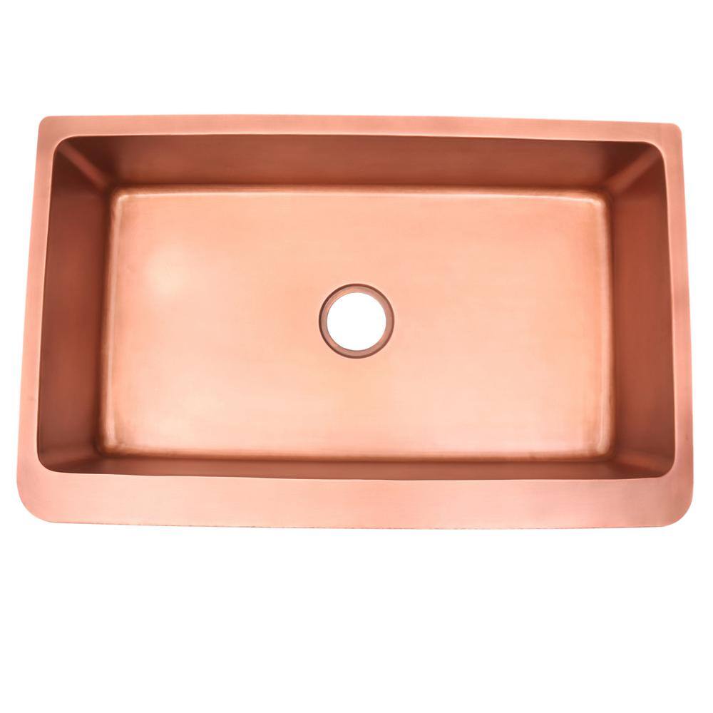 33'' Antique Copper Farmhouse Apron Single Bowl Sink