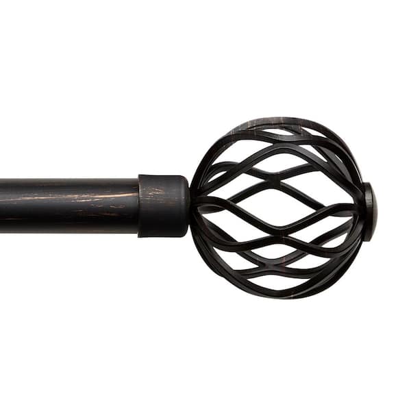 EXCLUSIVE HOME Ogee 36 in. - 72 in. Adjustable 1 in. Double Curtain Rod Kit Oil Rubbed Bronze with Finial