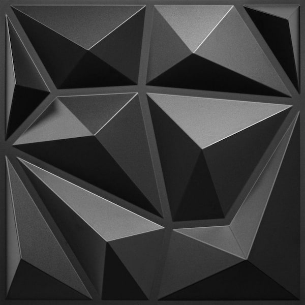 Black Modern 3D Wall Panels for Interior Decor, Diamond Design Accent Panels for Living Room, TV Wall, Bedroom