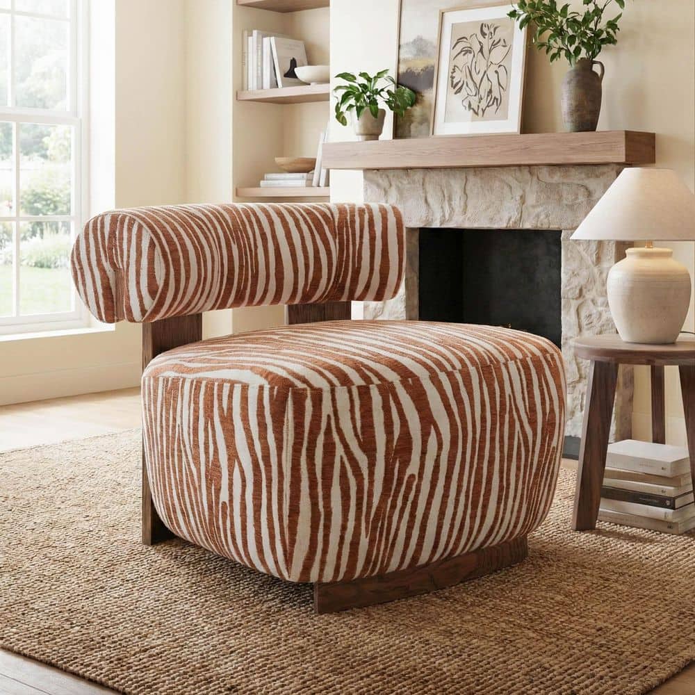 Furniture of America Vatisen Modern Rustic Orange Zebra Chenille