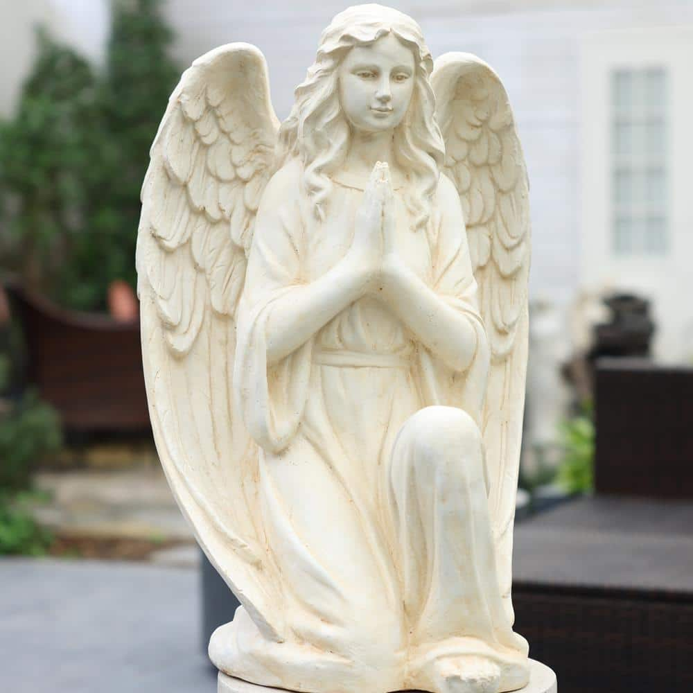 Off White MgO Kneeling Prayer Angel Garden Statue India | Ubuy