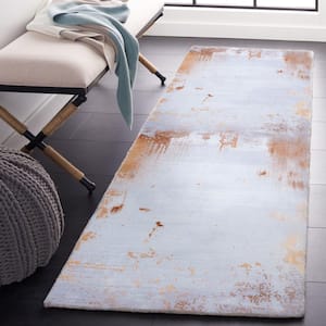 Tacoma Gray/Rust 3 ft. x 8 ft. Machine Washable Abstract Distressed Runner Rug
