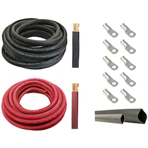 1/0-Gauge 10 ft. Black/10 ft. Red Welding Cable Kit Includes 10-Pieces of Cable Lugs and 3 ft. Heat Shrink Tubing