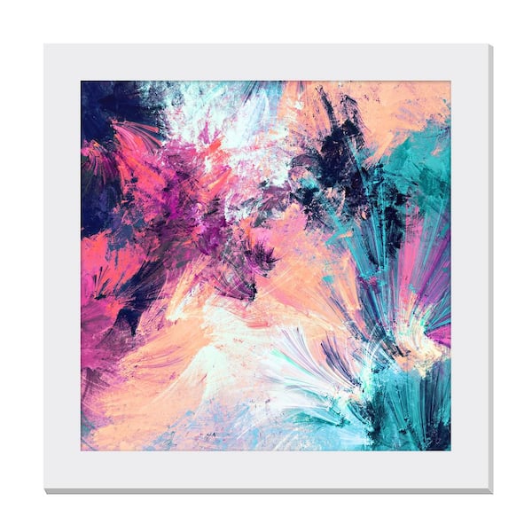 Unbranded Gallery-Grade Violet Storm White Framed Acrylic Abstract Statement Wall Art 48 in. x 48 in.