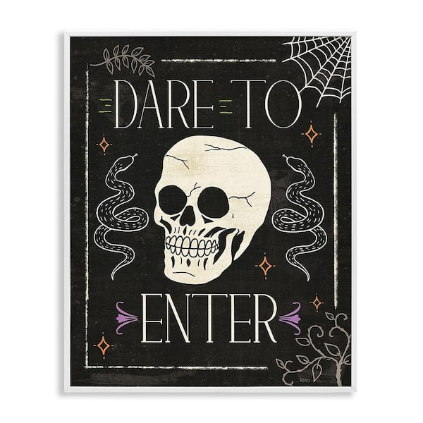 Stupell Industries Dare To Enter Phrase by Veronique Charron 1 Piece Framed Graphic Print Typography Poster Art Print 20 in. x 16 in.