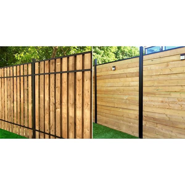 4 in. x 4 in. x 124 in. Black Aluminum Fence Post Includes Post Cap