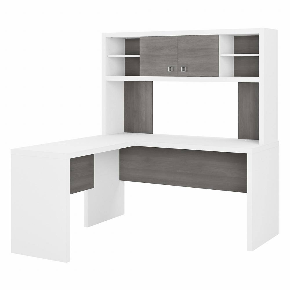 kathy ireland Echo 60 in. LShaped Pure White/Modern Gray Desk with Hutch ECH031WHMG The Home