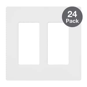 Claro 2 Gang Wall Plate for Decorator/Rocker Switches, Gloss, White (CW-2-WH-24PK) (24-Pack)
