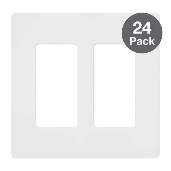 Lutron Claro 2 Gang Wall Plate for Decorator/Rocker Switches, Gloss, White (CW-2-WH-24PK) (24-Pack)