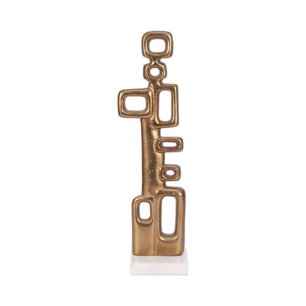 Gold 5 in. x 21 in. Metal Novelty Abstract Glam Sculpture