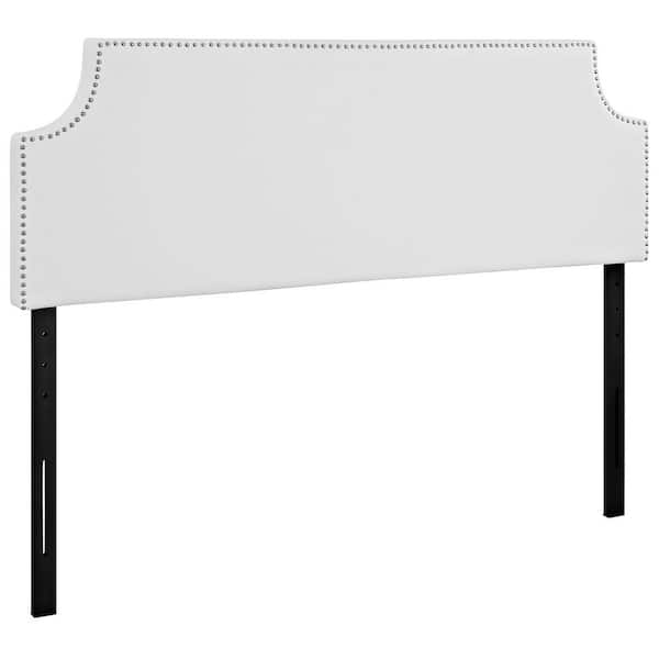 MODWAY Laura White Queen Upholstered Vinyl Headboard