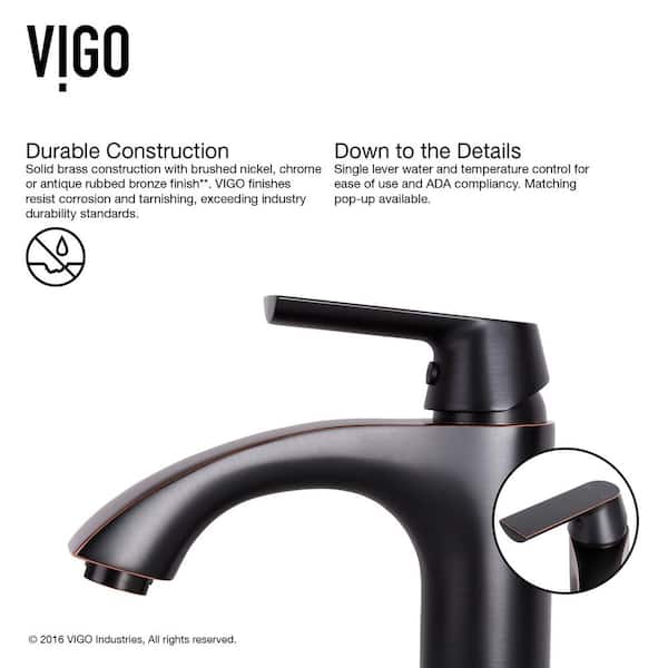 VIGO Dianthus White Matte Stone Vessel Bathroom Sink and Linus Bathroom Vessel Faucet in Antique Rubbed Bronze w/ Pop up