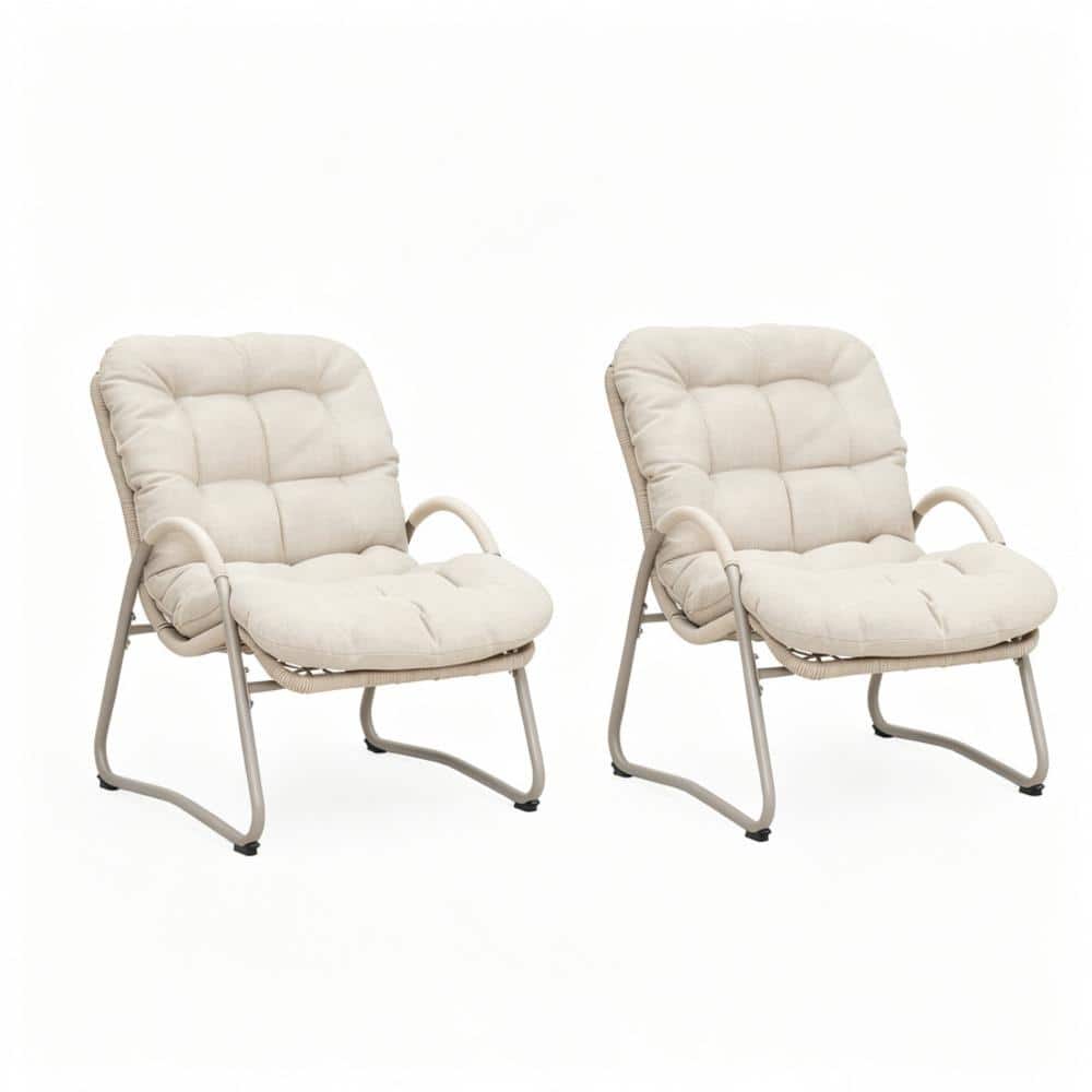Set of 2 Outdoor Patio Lounge Chair – Iron Frame & Plastic Wicker price history on PriceWatchPro