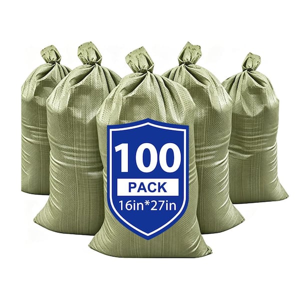 Wellco 16 in. x 27 in. Woven Green Sandbags with Tie Strings, UV