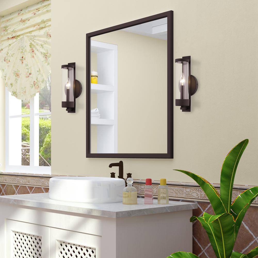 Castleton Modern Bronze Wall Sconce with Clear Glass